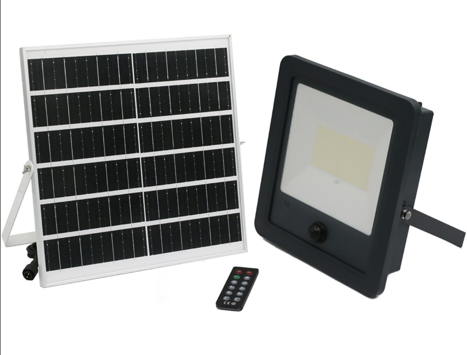 300W SMD Solar LED Flood Light (Black) c/w Solar Panel (Daylight)