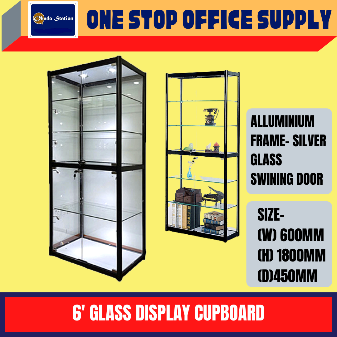 OKADA GLASS DISPLAY CABINET -6' / DISPLAY CABINET / GLASS CUPBOARD