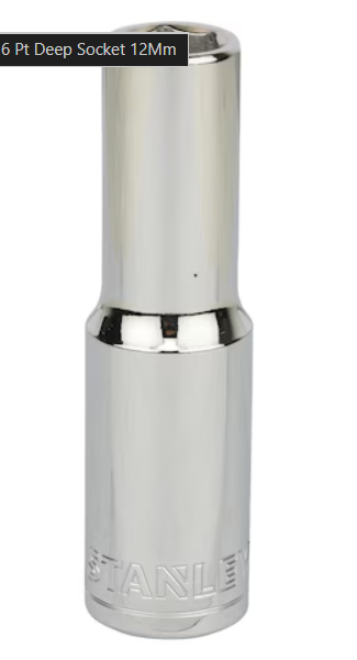 Stanley 1/2" 6PT DEEP SOCKETS - 12MM