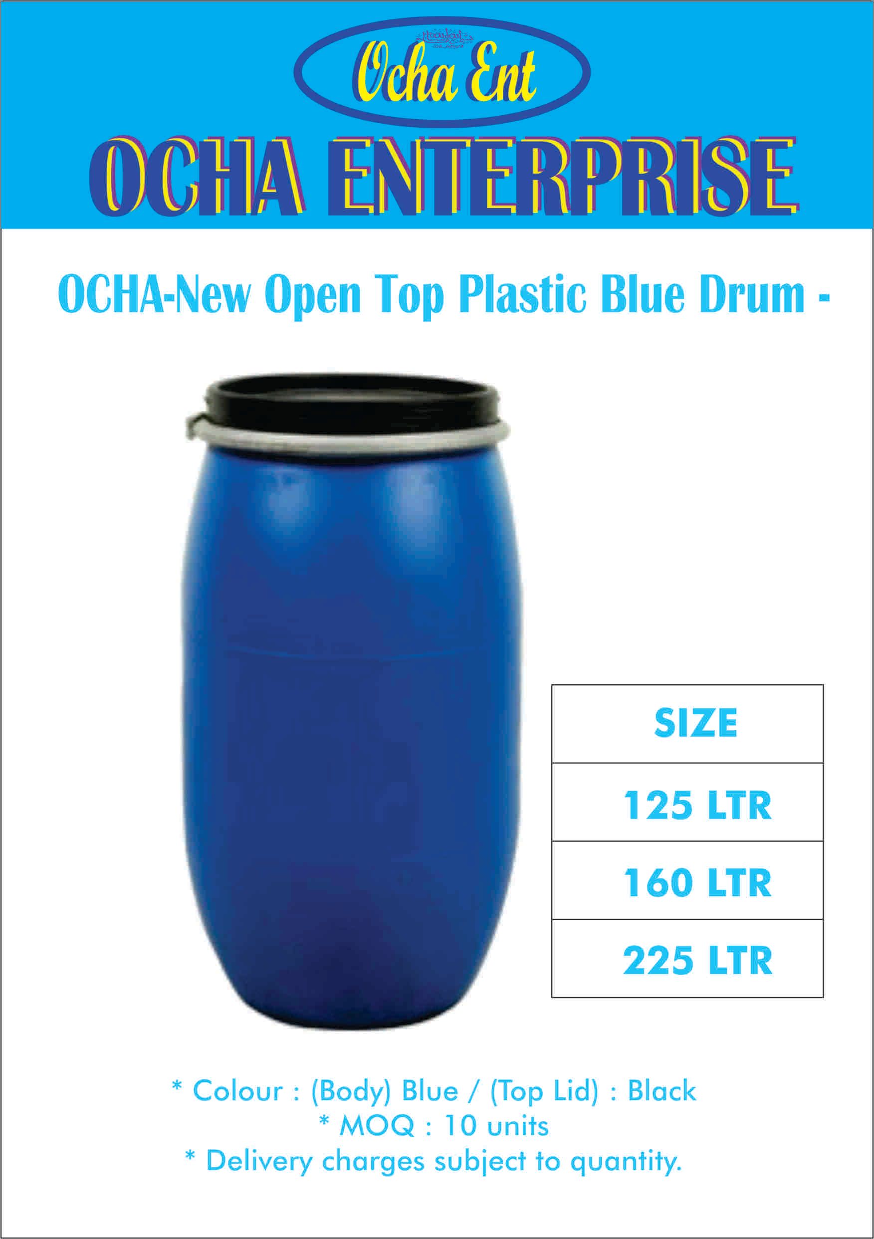 ocha New Open Top Plastic Blue Drum- KLANG VALLEY ONLY