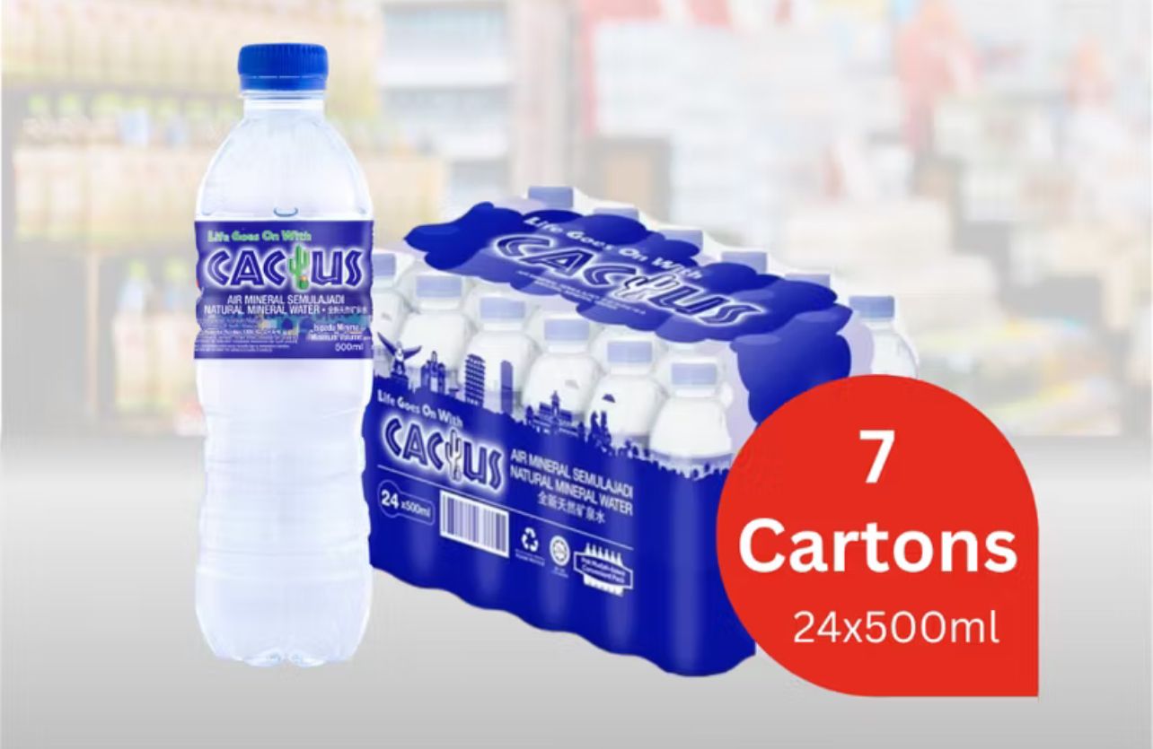 Cactus Natural Mineral Water 24 x 500ML (168 Bottles) 7 cartons