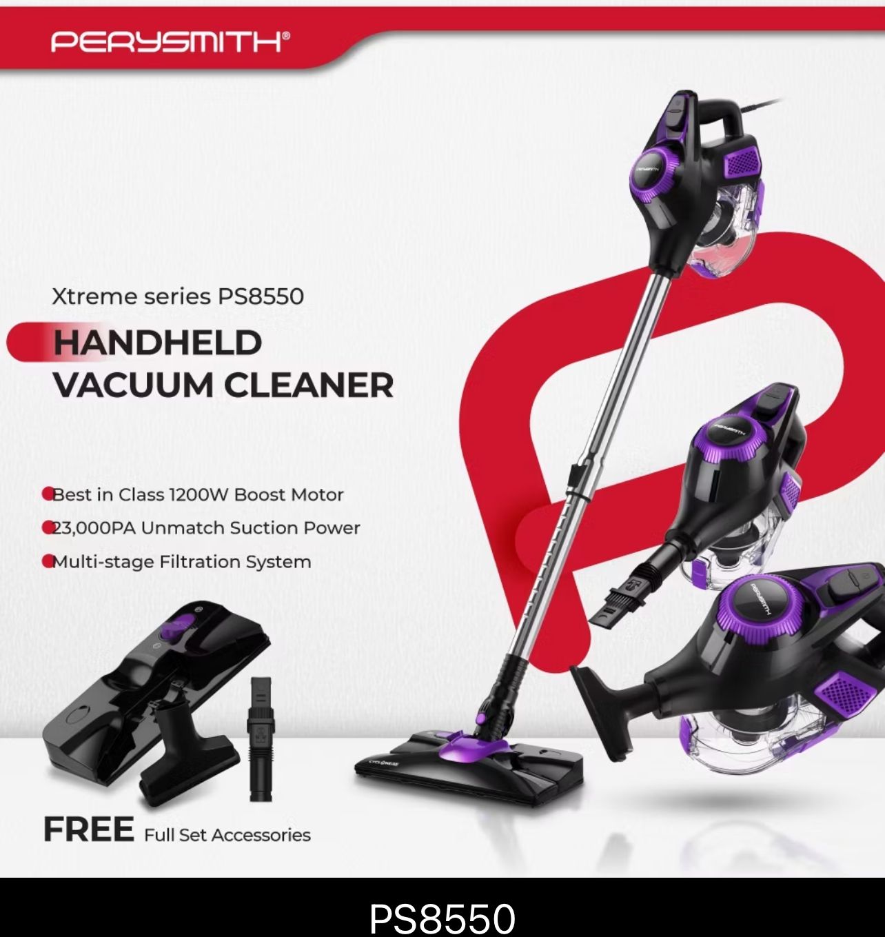 PerySmith X10 II Dust Mites Brush & Mop Handheld Vacuum Cleaner Xtreme Series (vacuum berwayar | wet and dry | vacum)