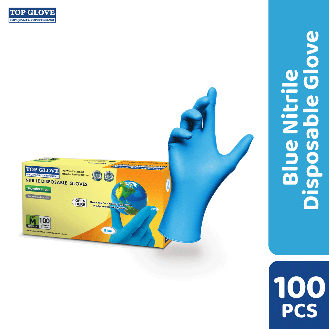 Nitrile Disposable Gloves - 100 pcs / Nitril Glove / Sarung Tangan Pakai Buang # Single Use # Powder Free # Latex Free # Hygienic Material # Hospital Standard # RS1538 ( KTT : 1 Kotak @ 100 pcs )