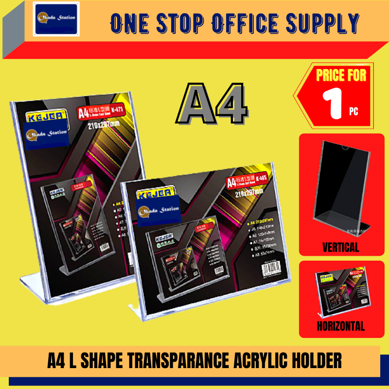 A4 L SHAPE ACRYLIC STAND / ACRYLIC HOLDER / PLASTIC HOLDER / ACRYLIC STAND / L SHARE