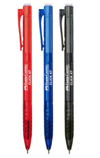 FABER CASTELL CLICK X7 BALL PEN 1422 -ALL COLOUR / Faber Castell / Ball Pen / Click X7 / Faber Castell Pen / Faber Castell Click X7 Ball Pen