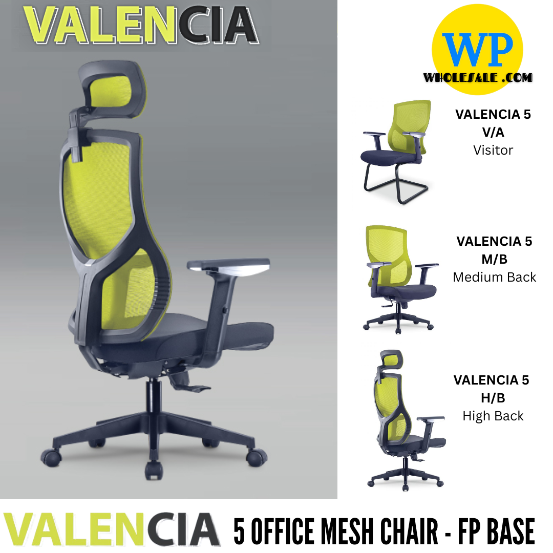 CLASSIC CHAIR VALENCIA 5 ERGONOMIC OFFICE CHAIR - ALL SIZE / MESH SERIES / OFFICE CONFERENCE CHAIR / OFFICE SWIVEL CHAIR / EXECUTIVE CHAIR / DIRECTOR CHAIR / OFFICE CHAIR / FP HIGH BASE / FABRIC / PU LEATHER / VALENCIA 5