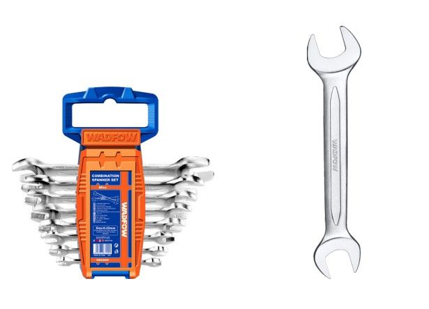 WADFOW 8 PCS DOUBLE OPEN END SPANNER SET, SIZE: 6MM - 22MM, FINE POLISHED STEEL WDS2208