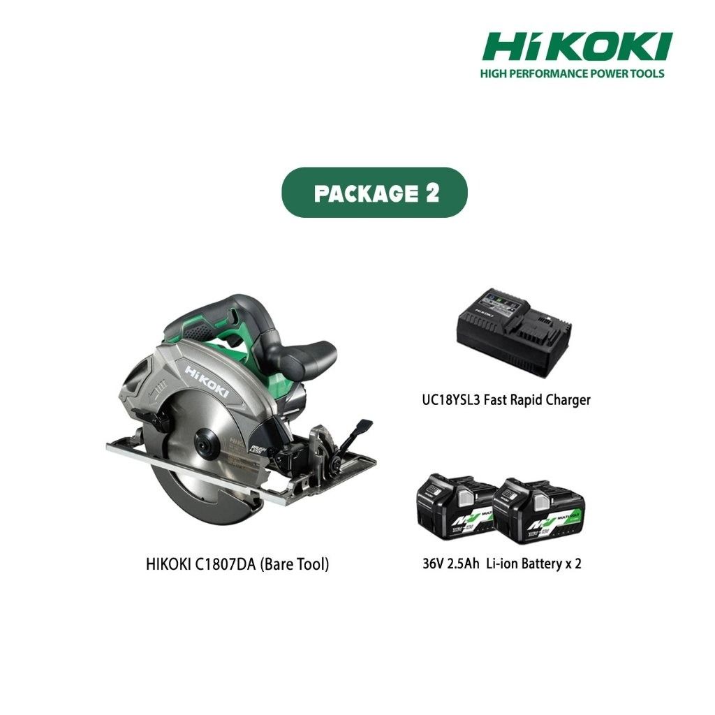 HIKOKI C1807DA 18V 190mm Cordless Brushless Circular Saw with 64.5 mm cutting depth for powerful wood cuts C 1807 DA