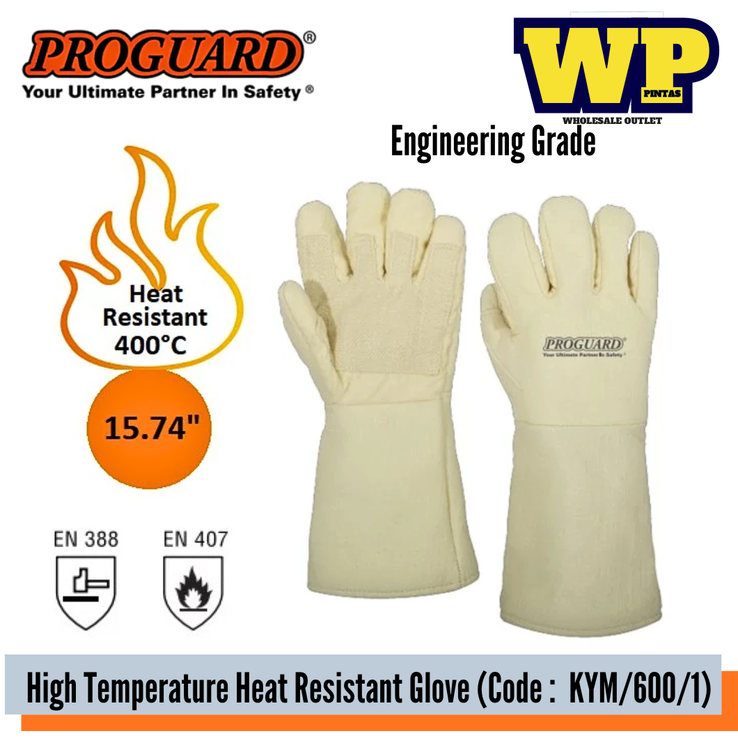 PROGUARD - HIGH HEAT RESISTANT INSULATION GLOVE / GENERAL GLOVE / HIGH TEMPERATURE HEAT RESISTANT GLOVE / ENGINEERING GRADE GLOVE / WELDING GLOVE / SPARK PROTECTION GLOVE / HAND PROTECTION / GLOVE / KYM/600/1