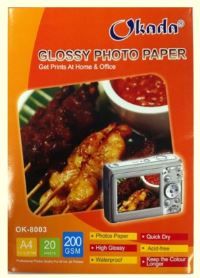 OKADA A4 Glossy Photo Paper 200gms /Okada /Glossy Photo Paper /A4 Size Photo Paper /200gms Glossy Photo Paper /Okada A4 Glossy Photo Paper