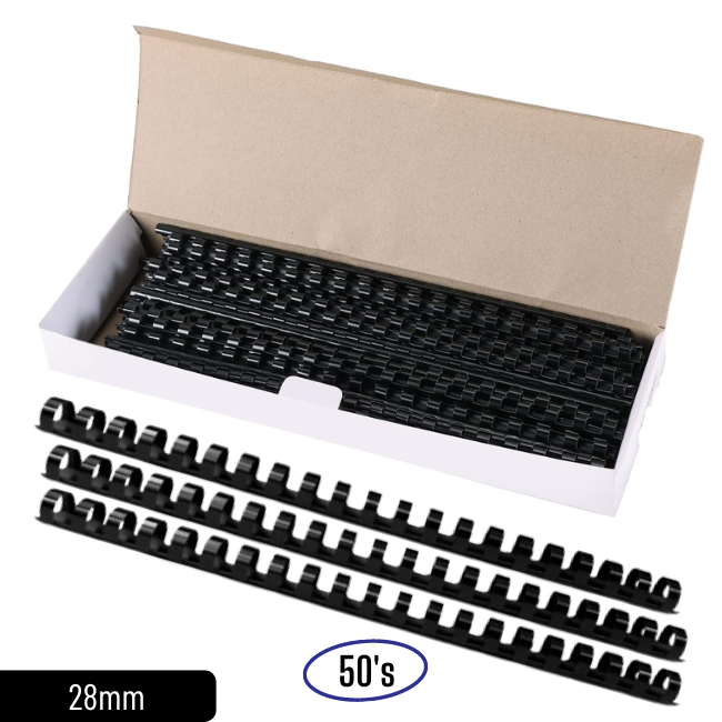 QP Comb Binder 21 Ring 28MM Black (50 PCS / BOX)