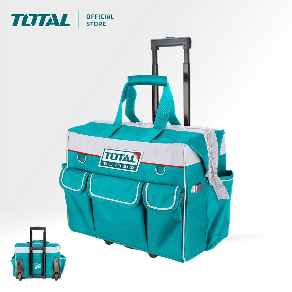 TOTAL ROLLING TOOL BAG WHEELS WITH TELESCOPIC PULL HANDLE WITH 19 POCKETS (MAX LOAD 20KG/20") THRRTB2001