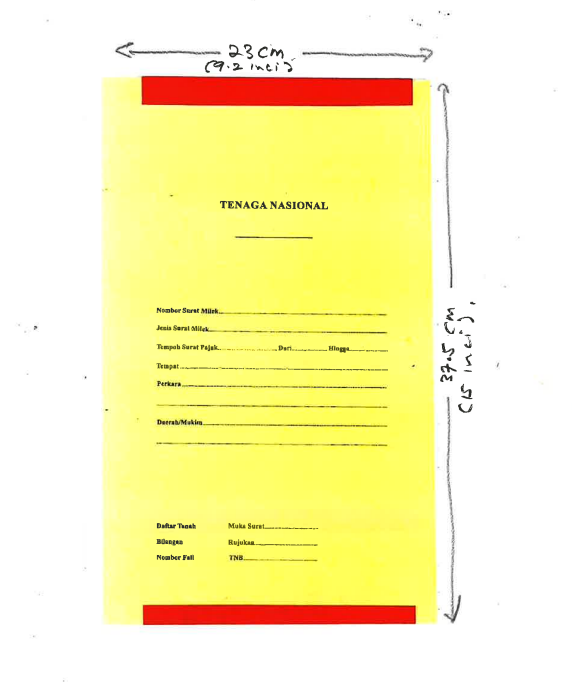 TNB Yellow Folder 23cm x 37.5cm