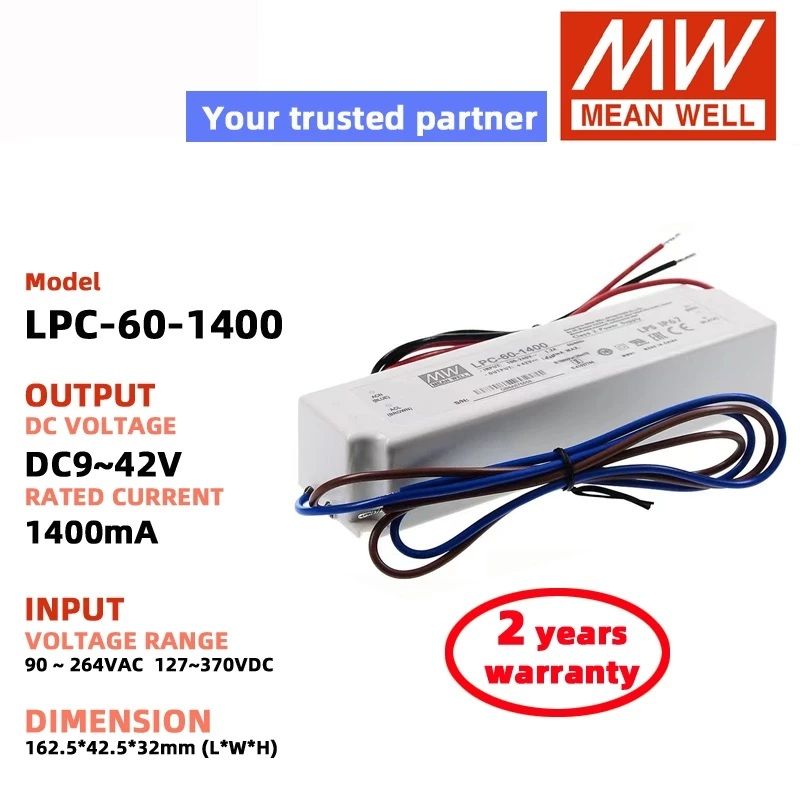 MEAN WELL LPC-60-1400 / 1400mA DC9-42V LED driver power supply MEANWELL Constant Current Switching Power Supply