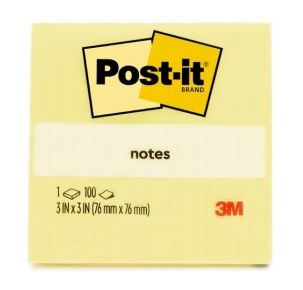 QP 3M Post It Notes 654 3''x3'' - Yellow