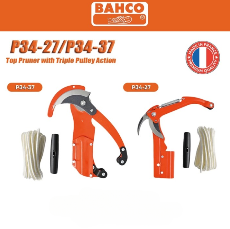 BAHCO TOP PRUNER CUTTER WITH TRIPLE PULLEY ACTION (P34-27A-F / P34-37)