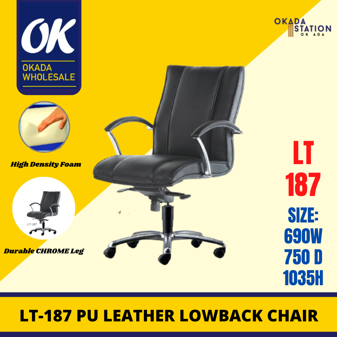 SAGITTARIUS LT-187 ERGONOMIC LOW BACK OFFICE CHAIR -PU LEATHER / OFFICE CHAIR / LOW BACK CHAIR / ERGONOMIC OFFICE CHAIR / PU LEATHER CHAIR / ERGONOMIC CHAIR / LT-187 / CHAIR