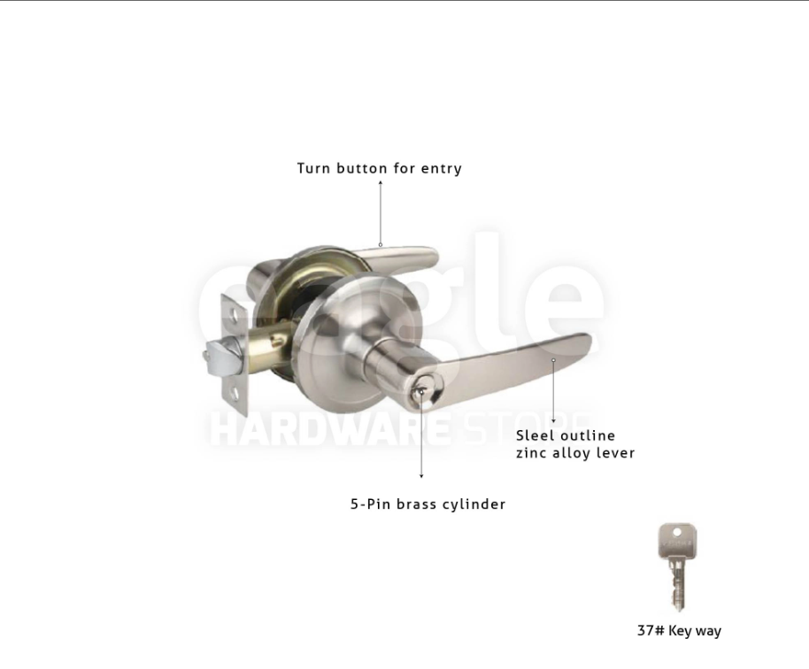 BRULOCK 96/75ML-S TUBULAR LEVER HANDLE DOOR LOCK - ENTRANCE