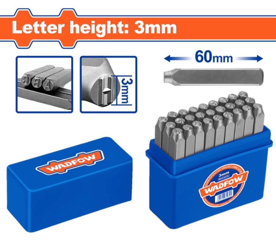WADFOW 27PCS LETTER PUNCH SET 60X3MM & 60X6MM WCC9273 / WCC9276