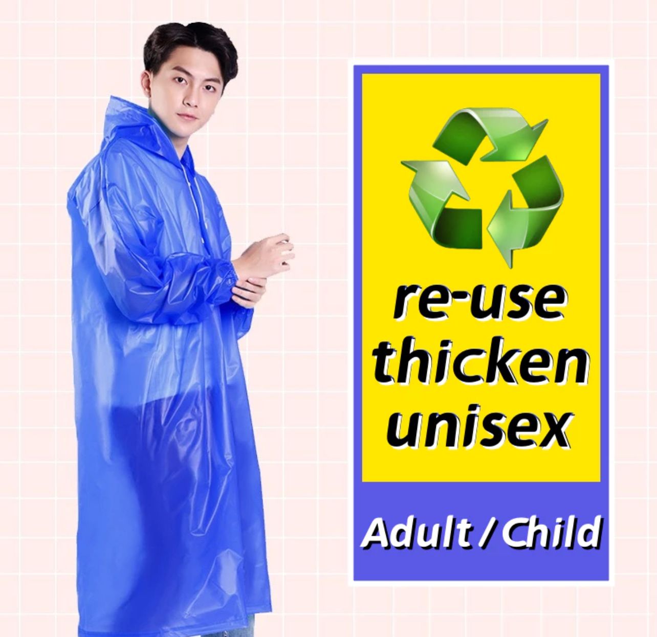 Rain Coat Thicken Waterproof Cloth Portable Adult Child Travel Outdoor Motorcycle Baju Hujan