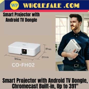 Epson CO-FH02 3000 Lumens Full HD All-in-One Smart Projector with Android TV Dongle, Chromecast Built-in, Up to 391 / EPSON PROJECTOR / SMART PROJECTOR