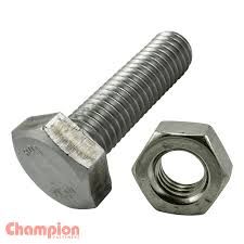 Bolt & Nut stainles steel 316 full thread m10 x 80mm (1pcs s/w+1 f/w)