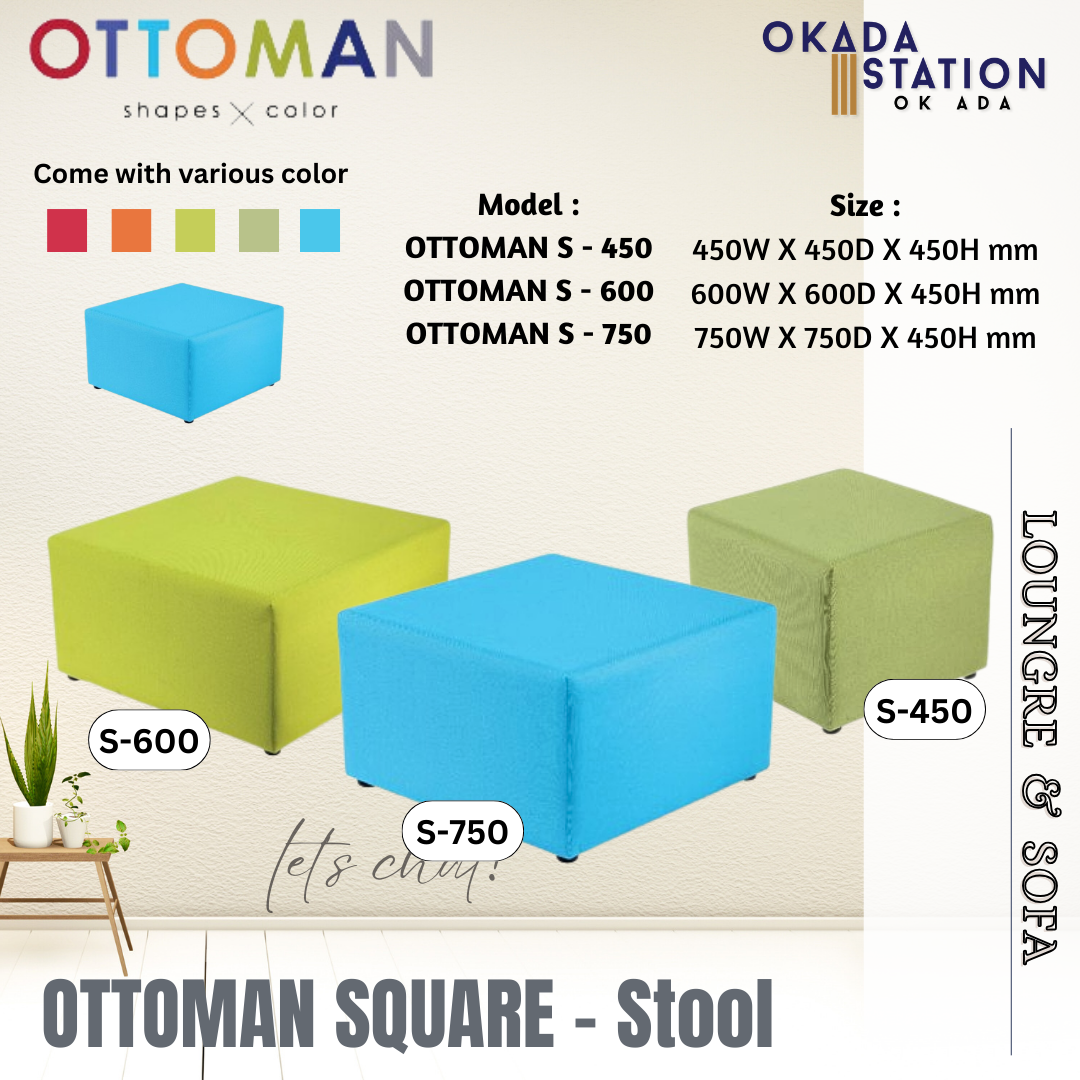 CLASSIC CHAIR OTTOMAN SQUARE - SOFA STOOL / OTTOMAN S / LOUNGE & SOFA / SQAURE SHAPE / SQAURE SHAPE STOOL / SOFA STOOL / DISCUSSION CHAIR / STOOL / CHAIR / PU LEATHER / OTTOMAN SHAPE X COLOR