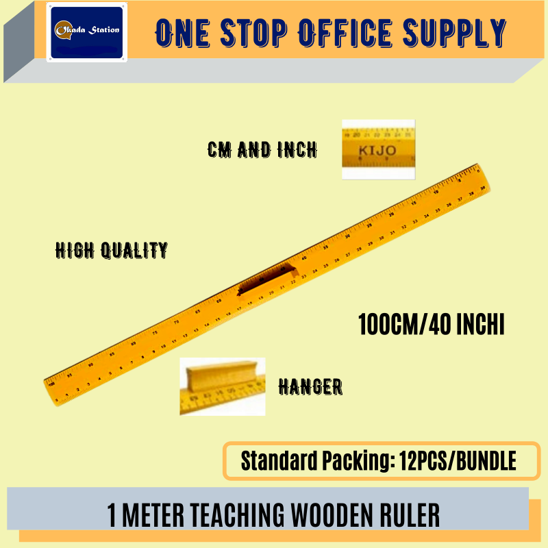 1 METER WOODEN RULER (100 CM) / Ruler / Wooden Ruler / 1 Meter Wooden Ruler