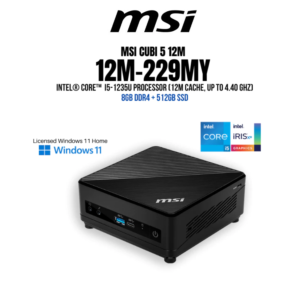MSI Cubi 5 12M 229MY (Intel Core i5-1235U/Intel Iris Xe/8GB DDR4/512GB SSD/Win11)