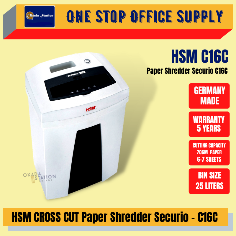 HSM Paper Shredder Securio C16C / Paper Shredder / Cross Cut / HSM