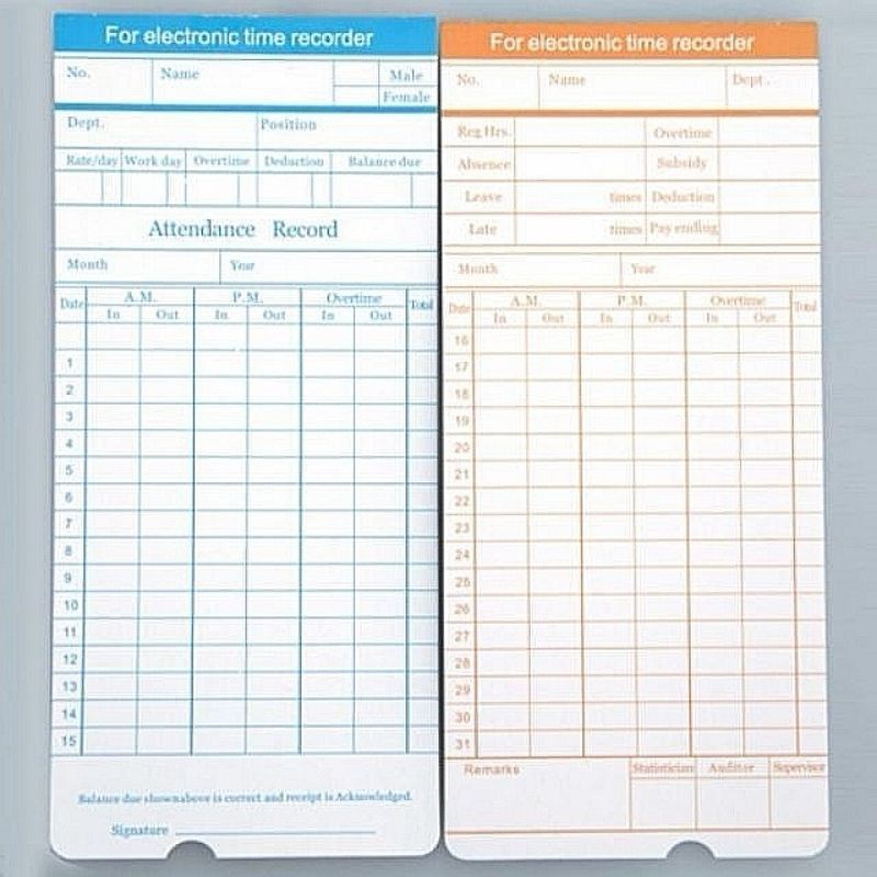 OEM * Punch Card Time Recorder Card [100s]