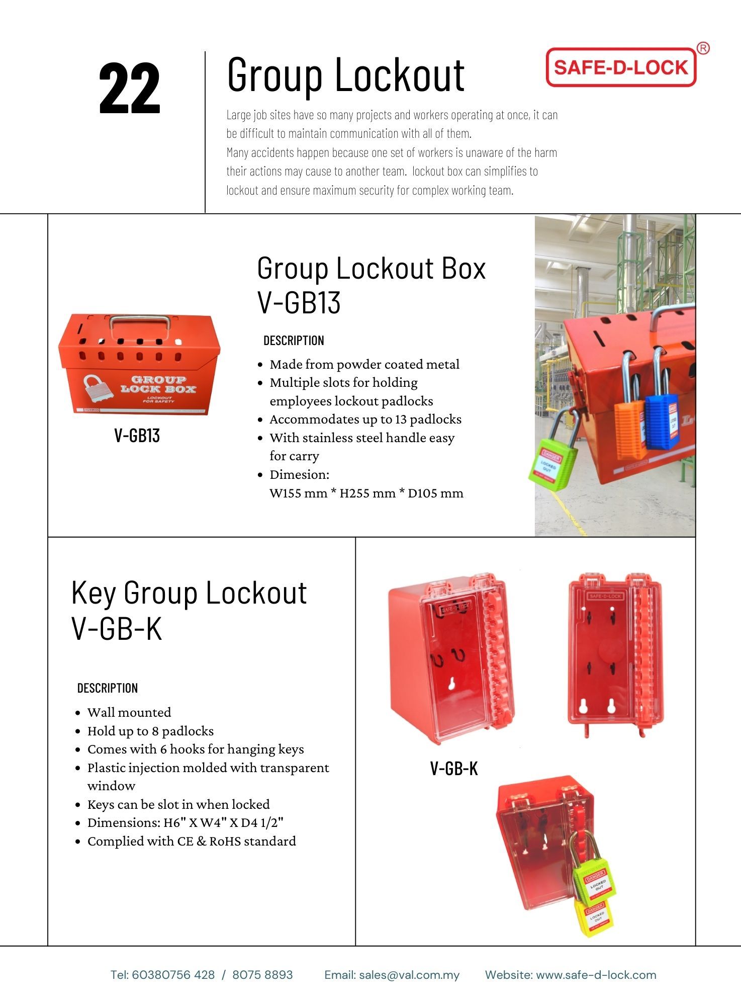 SAFE-D-LOCK *SAFE-D-LOCK : Metal Group Lockout Box
