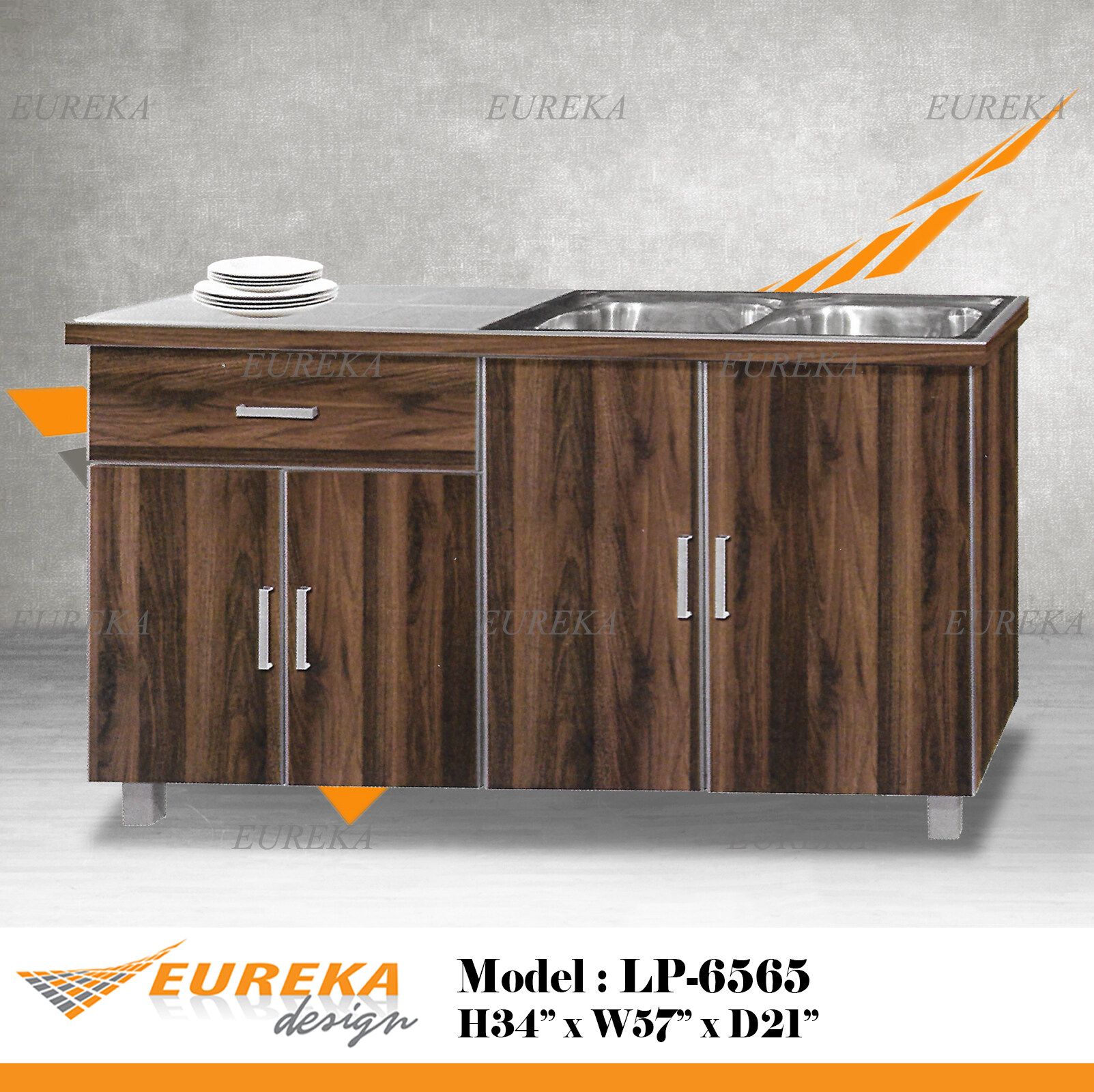 BE KITCHEN CABINET WITH STAINLESS STEEL SINK 47'