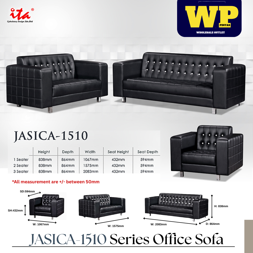ITA UPHOLSTERY DESIGN JASICA SERIES OFFICE SOFA - ALL SIZE / SINGLE SEATER / DOUBLE SEATER / TRIPLE SEATER / 1+2+3 SEATER SET / VISITOR SOFA / PU LEATHER / FABRIC / SOFA PELAWAT / SOFA PEJABAT / SOFA / JASICA-1510
