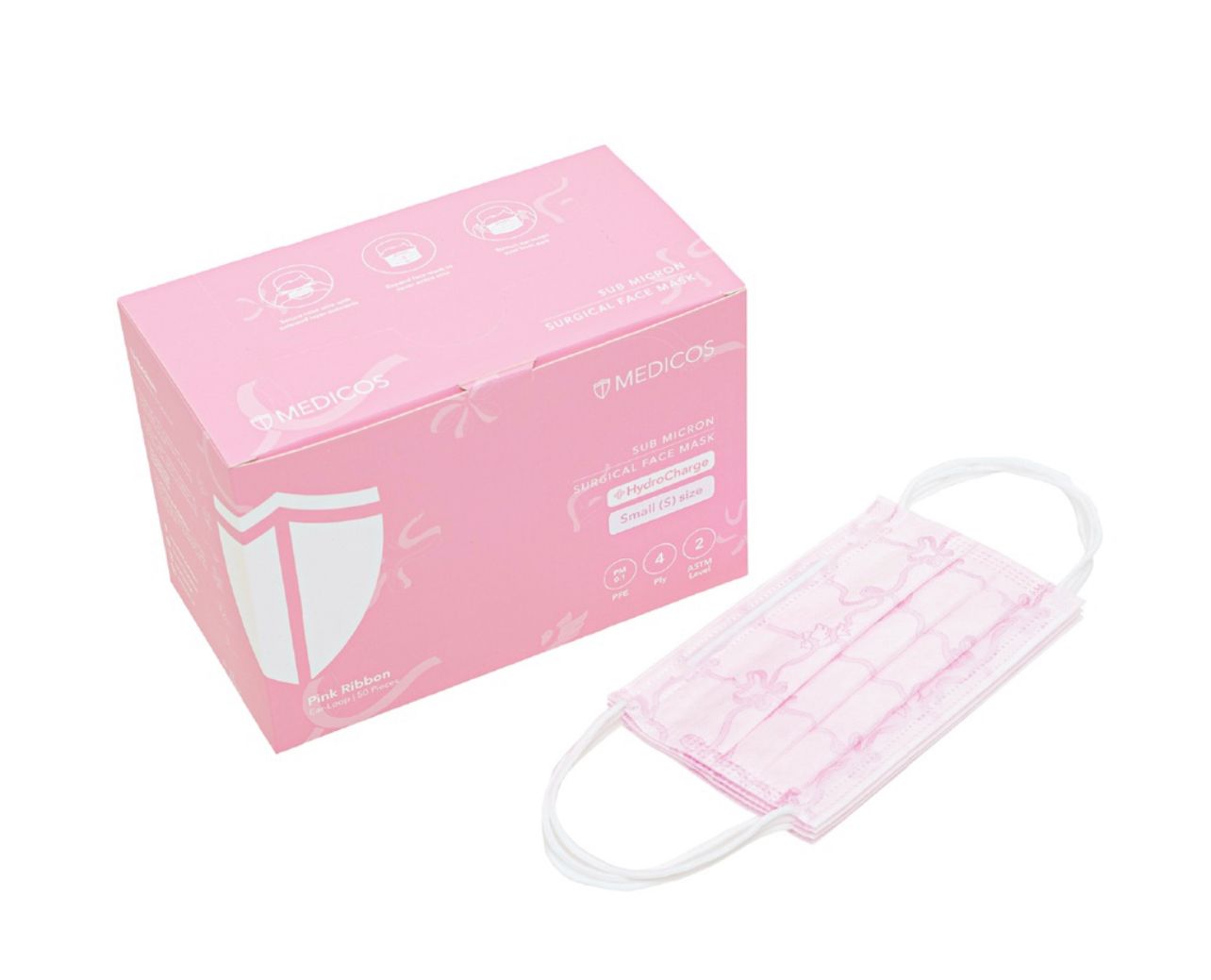 Medicos 4ply MEDICOS Pink Ribbon Surgical Face Mask 4ply ASTM -[Hygiene Shrink Wrap] 4ply mask