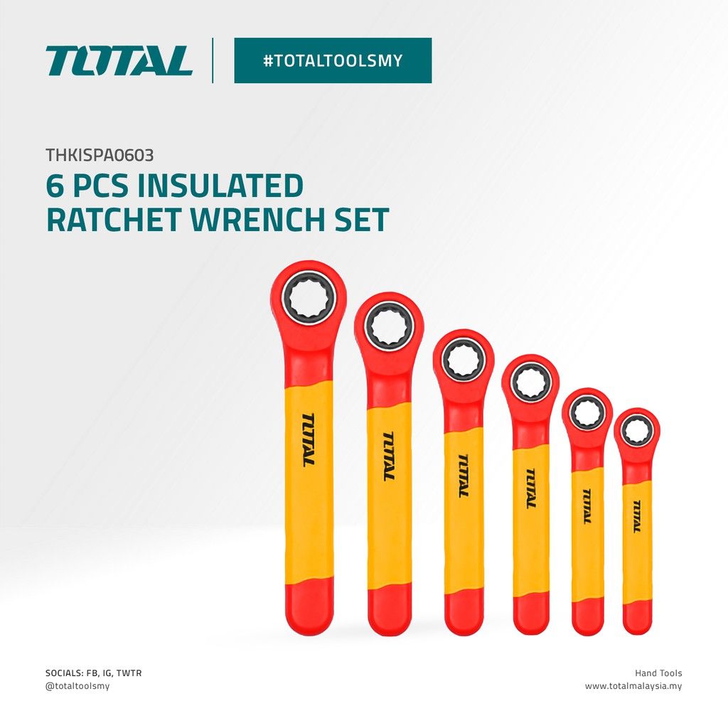 TOTAL INSULATED RATCHET WRENCH SET (6 PCS) THKISPA0603 (VDE APPROVED CERTIFICATIONS)