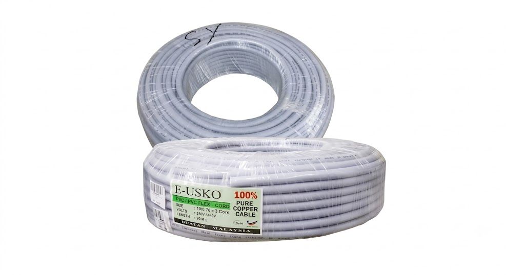 E-USKO 40/0.76MM X 3C 100% Pure Full Copper 3 Core Flexible Wire Cable PVC Insulated Sheathed