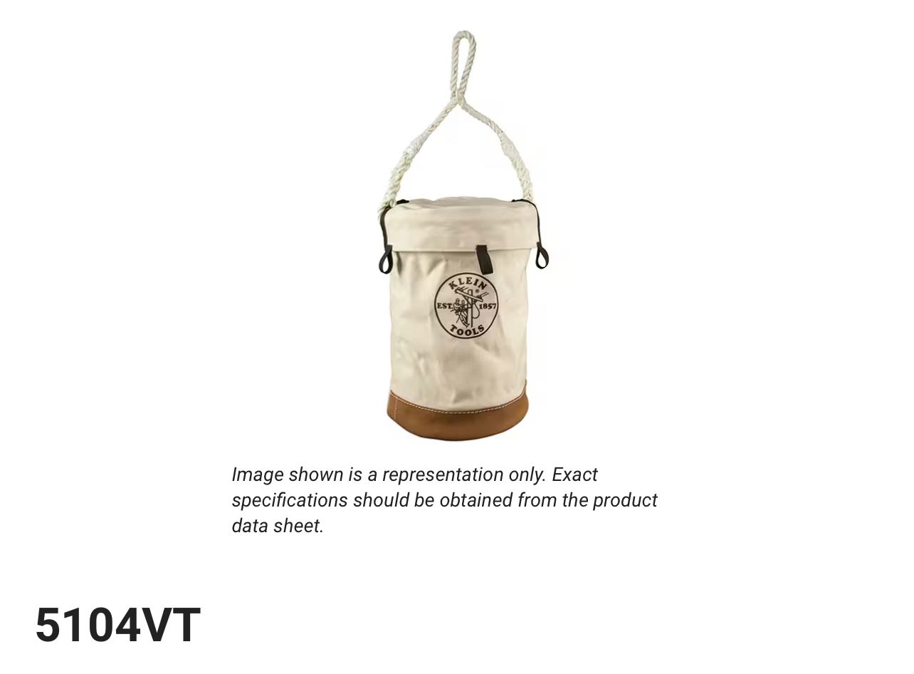 Klein Tools 5104VT Leather-Bottom Canvas Bucket with top