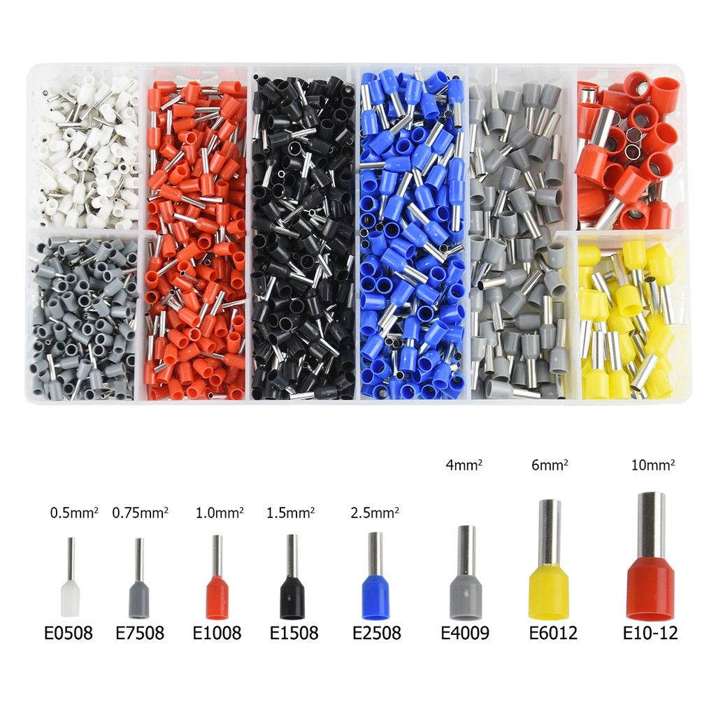 1200PCS Wire Ferrules, Insulated Crimp Pin Terminal Kit for Electrical Projects, AWG 24-7, 8 Sizes
