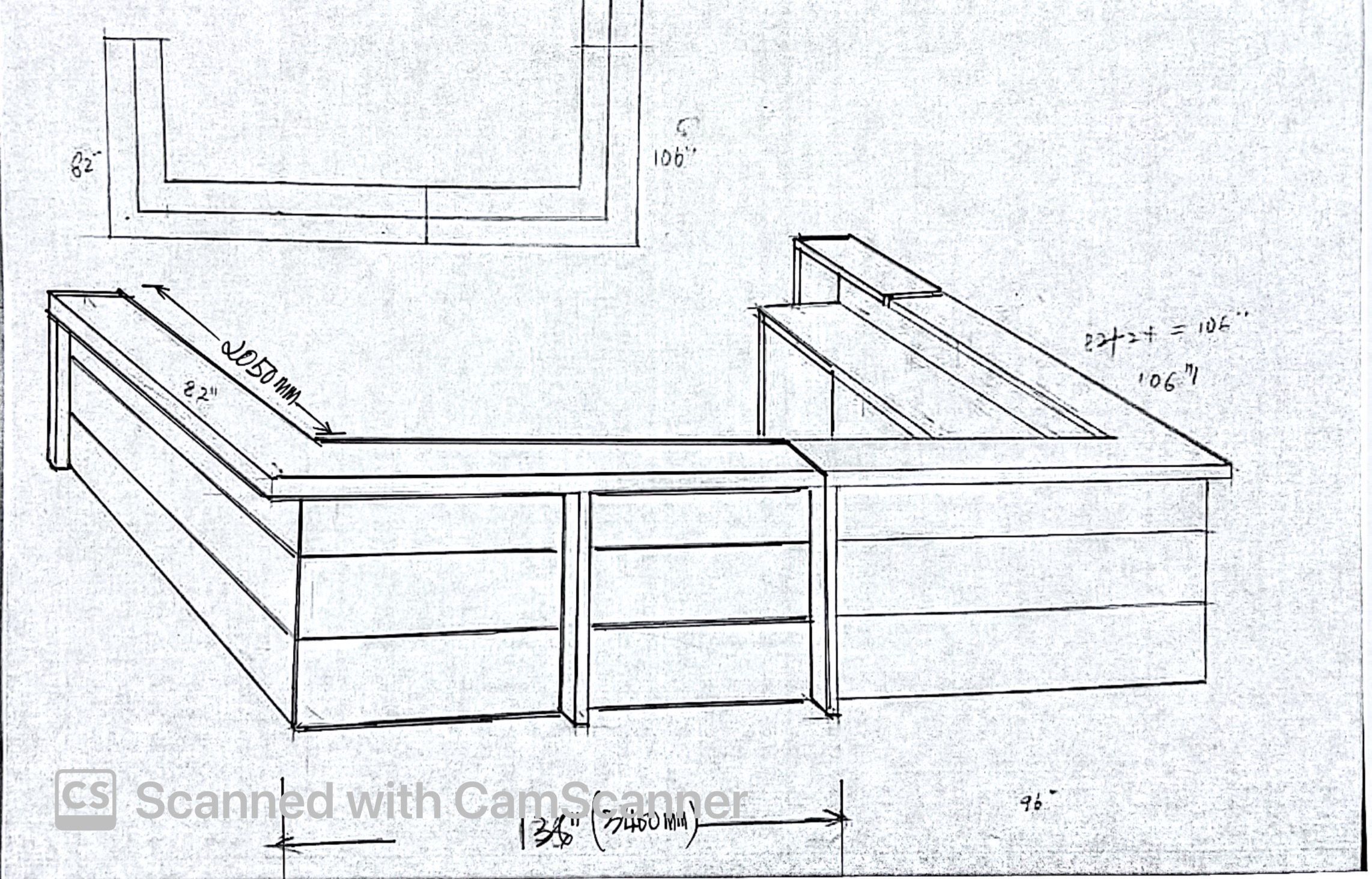 VS CUSTOMISE / L SHAPE RECEPTION WOODEN COUNTER