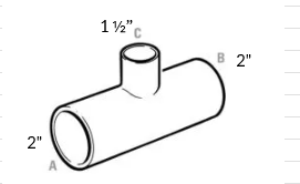 SS Sch10 Tee 2” x 1 ½” seamless
