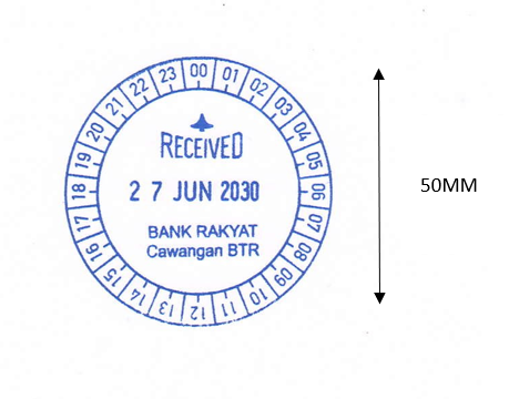 TRODAT 2910 BANK RAKYAT DATED RUBBER STAMP CUSTOMISED (RECEIVED)