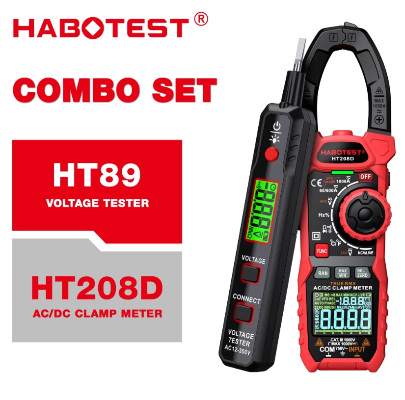 HABOTEST HT208D & HT89 TEST PEN DIGITAL CLAMP METER (COMBO SET)