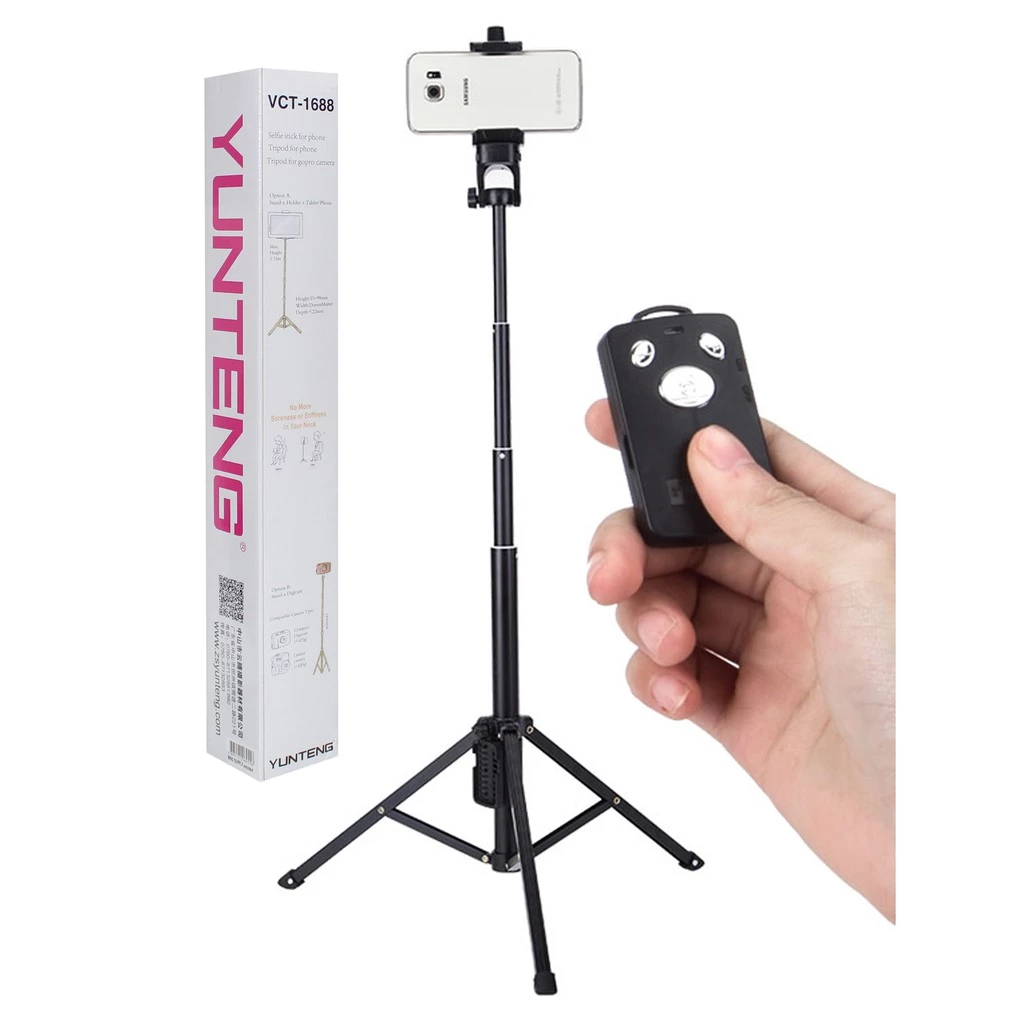 YUNTENG VCT-1688 2in1 Mini Table Tripod Selfie Stick w/ Remote Control