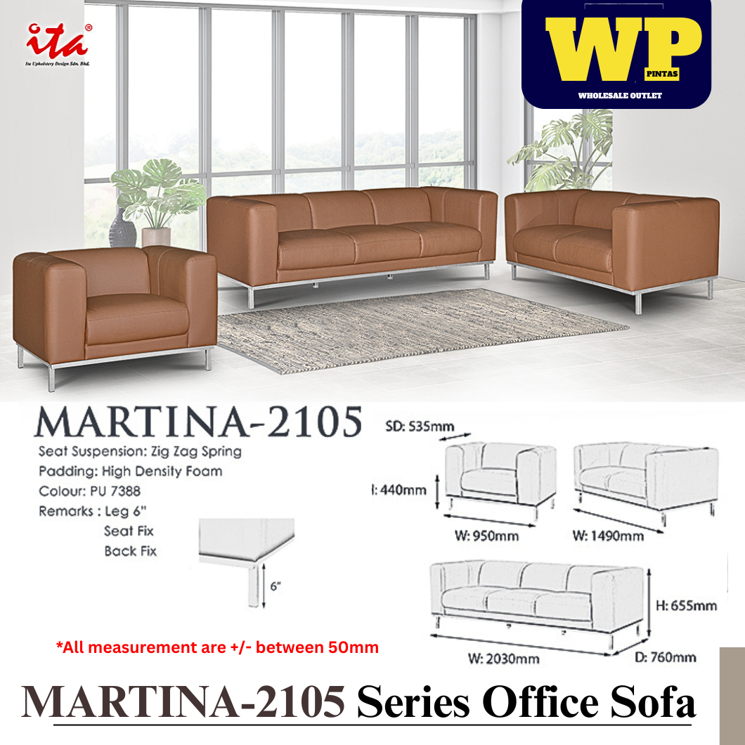 ITA UPHOLSTERY DESIGN MARTINA SERIES OFFICE SOFA - ALL SIZE / SINGLE SEATER / DOUBLE SEATER / TRIPLE SEATER / 1+2+3 SEATER SET / VISITOR SOFA / PU LEATHER / FABRIC / SOFA PELAWAT / SOFA PEJABAT / SOFA / MARTINA-2105