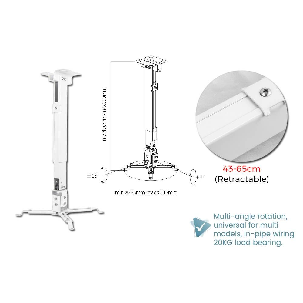 BRATECK PRB-2G UNIVERSAL PROJECTOR CEILING AND WALL MOUNT BRACKET