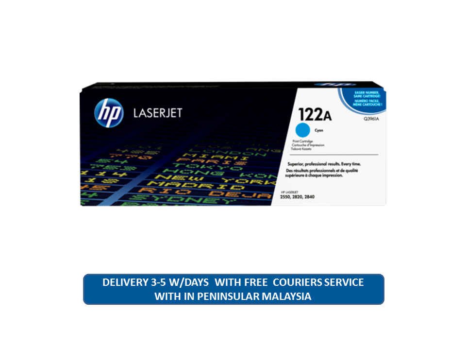 HP 122A Cyan Original LaserJet Toner Cartridge (Q3961A)