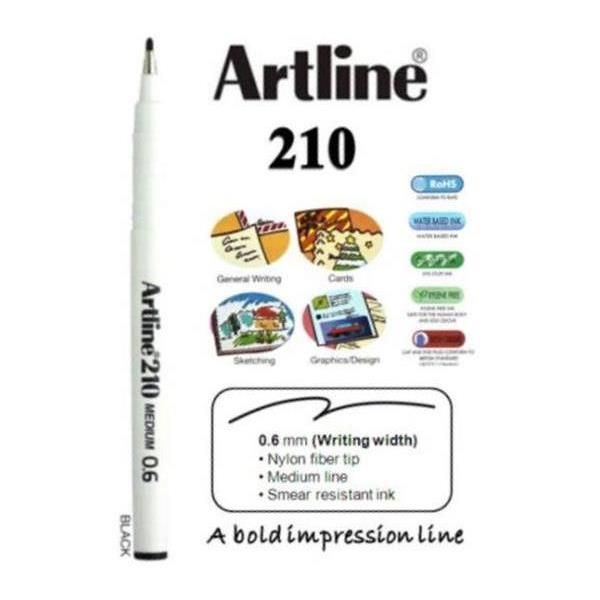 QP Artline Permanent Marker Medium 210 0.6mm - Black