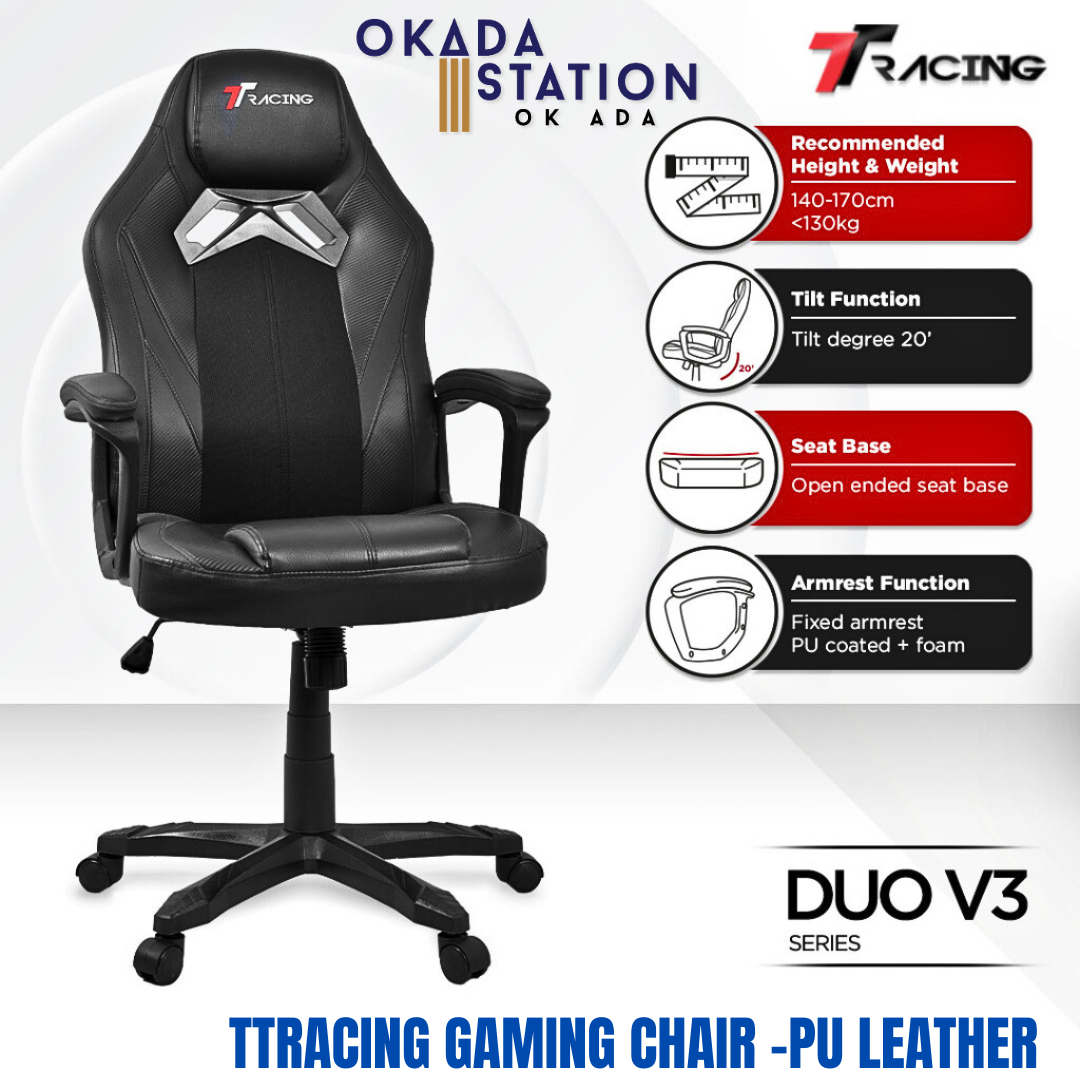 TTRACING DUO V3 ERGONOMIC GAMING CHAIR - ALL COLOR / PU LEATHER / AIR THREADS FABRIC
