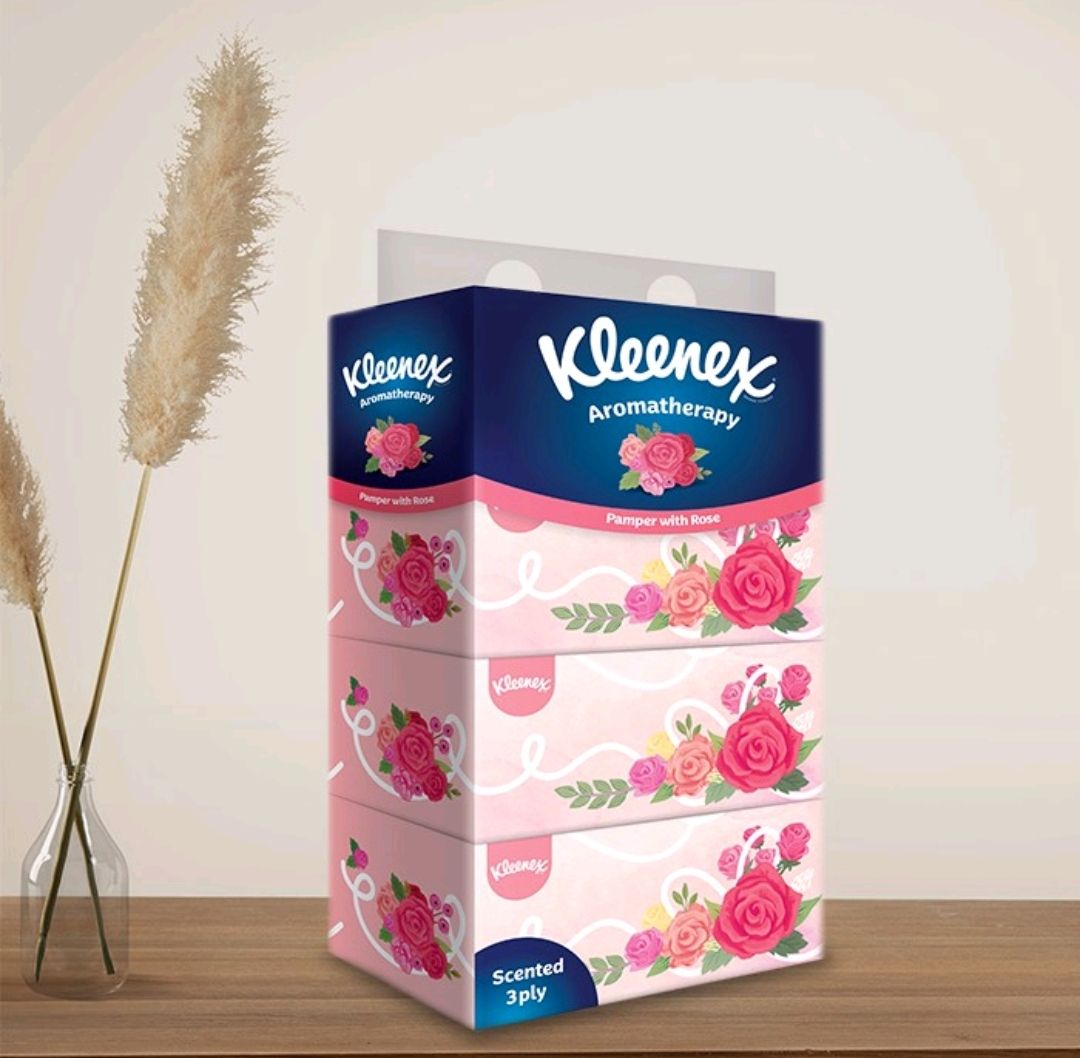 Kleenex Facial Tissue Rose Aroma - 3 PLY (90's x 4 boxes)